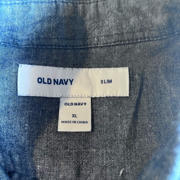 Old Navy Blue Cotton Linen Blend Western Travel Outdoor Shirt Men’s Size XL - Picture 5 of 5